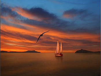 Boat at Sunset, beautiful HD wallpaper