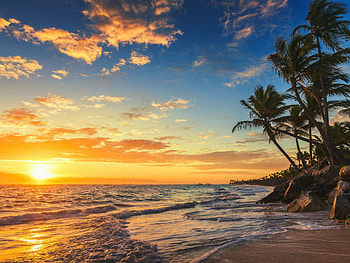 Tropical island sunrise, Punta Cana landscape HD wallpaper
