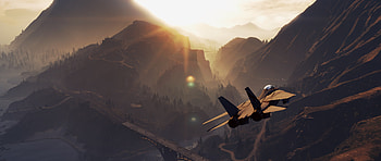 Aircraft, Mountain, Jet Fighter, Video Game, Grand Theft Auto V, Landscape, Warplane, Grand Theft Auto HD wallpaper