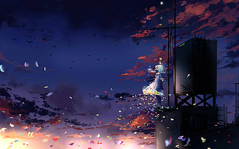 Anime Girl Spreading Flowers, anime-girl, anime, artist, artwork, digital-art, deviantart HD wallpaper