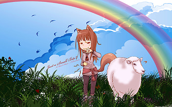 Spice and Wolf, rainbow, sheep, sky, holo HD wallpaper