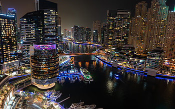Dubai at Night, night, dubai, water, graphy HD wallpaper