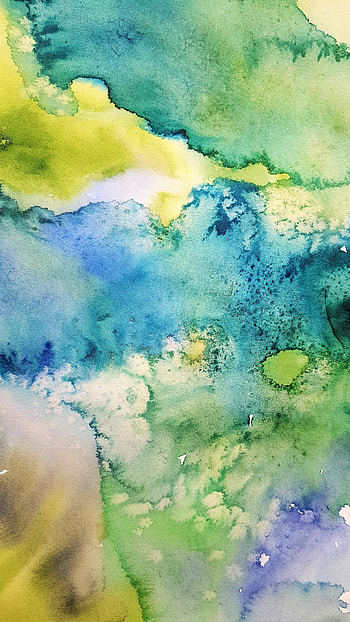 Blue-green, watercolor, artwork HD phone wallpaper