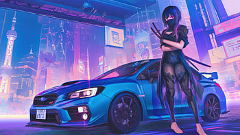 Cyberpunk Beauty And Speed Neon Tokyo, cyberpunk, car, neon, tokyo, anime-girl, artist, artwork, art, digital-art, ai, deviantart HD wallpaper