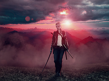 Warrior Girl Bloody Sun , warrior, girls, graphy, deviantart HD wallpaper