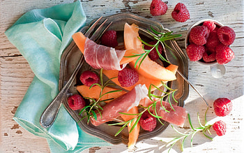 Food, Raspberry, Hamon, Ham, Melon, Jamon HD wallpaper