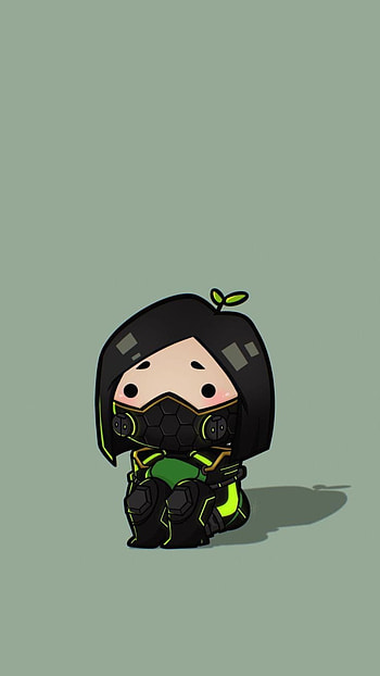 Viper, Art, Anime, Cute, Small, Chibi, Valorant, Green, Simple HD phone wallpaper