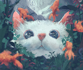 Enchanted Gaze: Fantasy Cat in Wonderland, fantasy, cat HD wallpaper