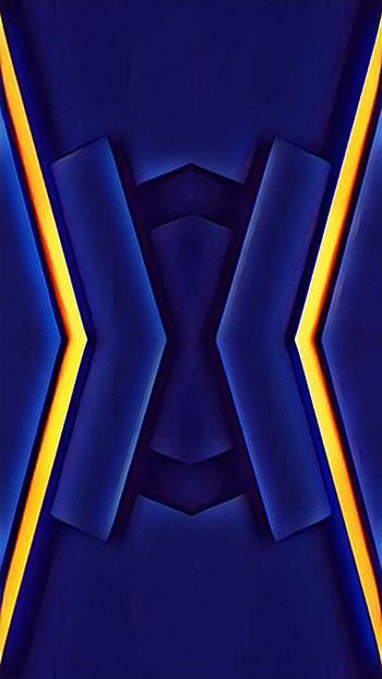 Royal blue, 3d, symmetry, android, dark, pattern, yellow, abstract, designs HD phone wallpaper