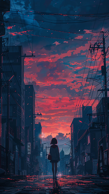 Crimson Dusk Anime Escape, cool anime, Anime HD phone wallpaper