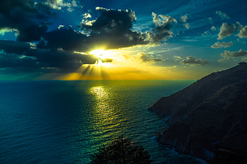 Nature, Mountains, Sea, Night, Clouds, Ocean HD wallpaper