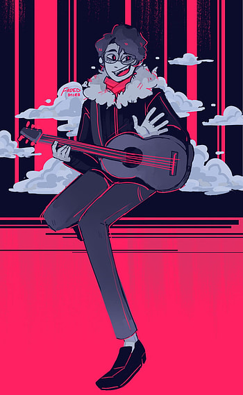 Limbo || Wilbur Soot, red, art, mcyt, pink, black, dark, wilbursoot, dsmp, guitar HD phone wallpaper
