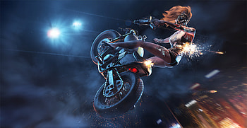 Biker Girl Stunts, artist, artwork, artstation HD wallpaper