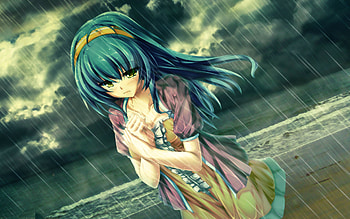 Sad Anime Girl Crying in Rain Alone HD wallpaper