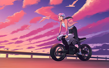 Anime Biker Girl Art, anime-girl, anime, artist, artwork, digital-art, biker HD wallpaper