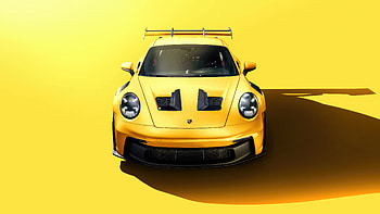Porsche 911 Gt3rs Minimal , porsche, porsche-911, yellow, minimalism, minimalist, 2024-cars, cars, behance HD wallpaper