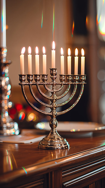 Elegant Hanukkah Menorah: Perfect , candle, holiday HD phone wallpaper