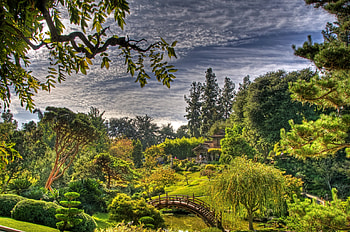 Nature, Sky, Leaves, Clouds, Vegetation, Bridge, Garden, Bower, Alcove, Arboretum HD wallpaper