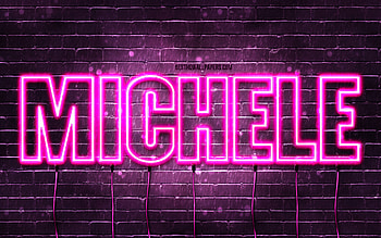 Michele, , with names, female names, Michele name, purple neon lights, Michele Birtay, Happy Birtay Michele, popular italian female names, with Michele name HD wallpaper