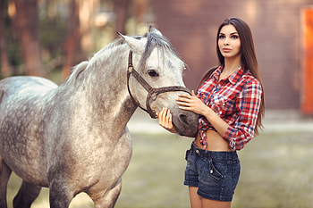 Beautiful Girl With Horse , girls, model, horse, graphy, animals HD wallpaper