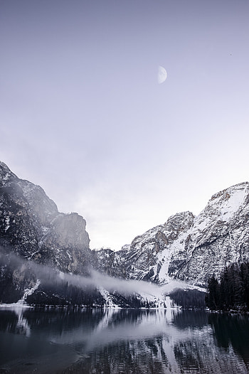 Landscape, Nature, Mountains, Lake, Fog, Snow Covered, Snowbound HD phone wallpaper