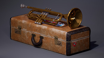 Artstation trumpet and case, Creative design, Musical accessory, Showcase of craftsmanship HD wallpaper