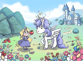 Little princess and unicorn HD wallpaper