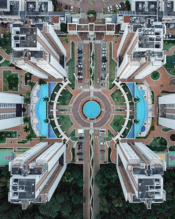 Building, View From Above, Miscellanea, Miscellaneous, Road, Pool HD phone wallpaper