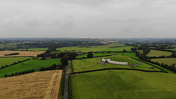 Newgrange, Irish tomb, Rainfall break, Aerial view HD wallpaper