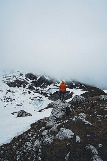 Nature, Stones, Snow, Privacy, Seclusion, Fog, Human, Person, Loneliness HD phone wallpaper