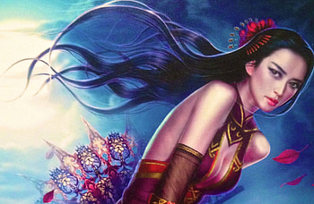 Whispers in the Wind, flowing, asian, art, girl, beautiful, long hair, nice, woman, digital, painting, fantasy, pretty, drawing, , female HD wallpaper