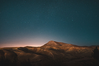 Stars Over Desert Mountains , nature, stars, desert, mountains HD wallpaper