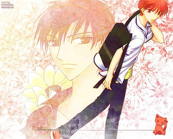 Kyo going to school, orange hair, student, cat, flowers, school uniform, kyo background HD wallpaper