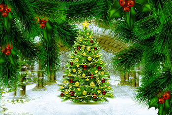 Christmas Grotto, Winter, Christmas, Snow, Tree, Grotto, Festive, Holly HD wallpaper