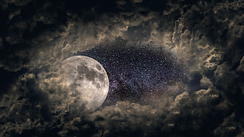 Clouds Moon Universe Stars , moon, clouds, universe, stars, nature HD wallpaper