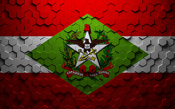 Flag of Santa Catarina, honeycomb art, Santa Catarina hexagons flag, Santa Catarina, 3d hexagons art, Santa Catarina flag HD wallpaper