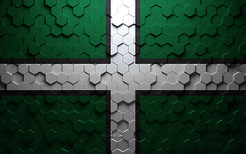 Flag of Devon, honeycomb art, Devon hexagons flag, Devon 3d hexagons art, Devon flag HD wallpaper