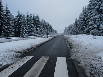 Snowroad, winter, berg, sneeuw, snow, ardennen, mountain HD wallpaper