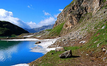 Beautiful View, blue, clouds, sky, beautiful, nature, mountains, lake HD wallpaper