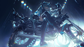 Cyberpunk Fantasy On The Edge, artist, art, digital-art, ai, artwork, cyberpunk, biker, fantasy, pixiv HD wallpaper