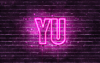 Happy Birtay Yu, , pink neon lights, Yu name, creative, Yu Happy Birtay, Yu Birtay, popular japanese female names, with Yu name, Yu HD wallpaper