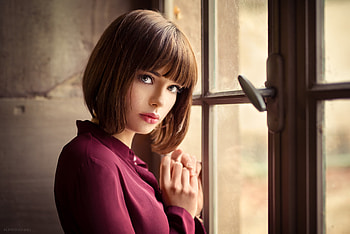 Women, Marie Grippon, Brunette, French, Lipstick, Model, Short Hair HD wallpaper