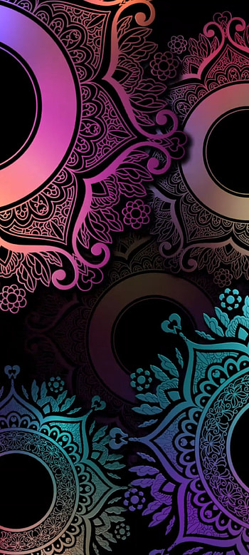 Colorful Mandala, red, magenta, dark, creative HD phone wallpaper