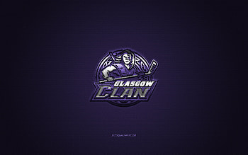 Glasgow Clan, British hockey club, EIHL, purple logo, purple carbon fiber background, Elite Ice Hockey League, hockey, Renfrewshire, Scotland, Glasgow Clan logo HD wallpaper