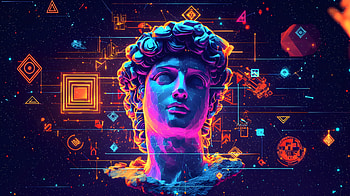 Vaporwave Aesthetic – Neon Greek Statue with Cyberpunk Retro Futurism, vaporwave, aesthetic, neon, retro, statue HD wallpaper