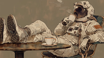 Astronaut, Vibe, Chill, Coffee, AI Art HD wallpaper