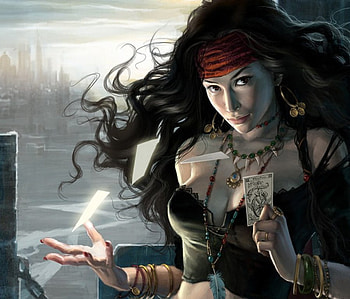 The wheel of fortune, cards, cg, fantasy, fortune-teller, girl HD wallpaper