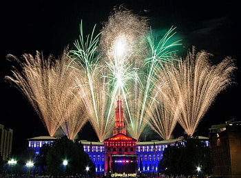 Fireworks At Civic Center Park, fireworks, skies, other, nature, park HD wallpaper