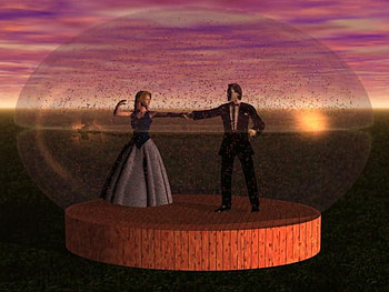 Dancing, couple, abstract, globe, sunset HD wallpaper