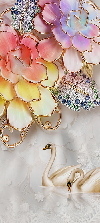 SwanDiamondFlower, fashion design, pink, Beautiful, Luxury, Diamond, Premium, Bride HD phone wallpaper